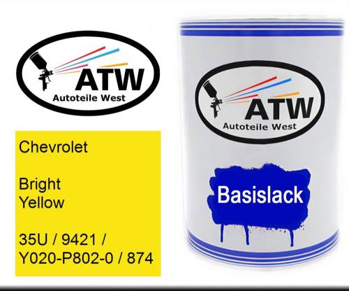 Chevrolet, Bright Yellow, 35U / 9421 / Y020-P802-0 / 874: 500ml Lackdose, von ATW Autoteile West.
